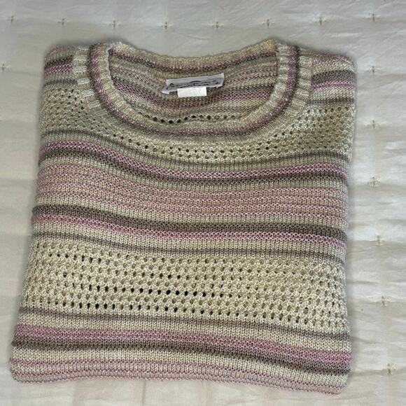 VTG 80s Pointelle Puff Shoulder Sweater Women's M | Cream | Retro Twee Y2K - Picture 12 of 12